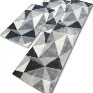 Szürke háromszög mintás hálószoba szőnyeg szett