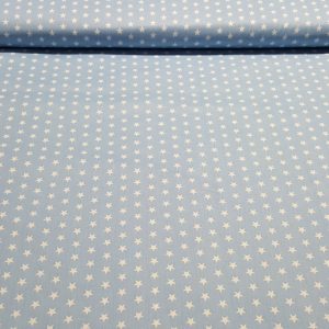 Pamutvászon - Világoskék alapon fehér csillagos - 140 cm