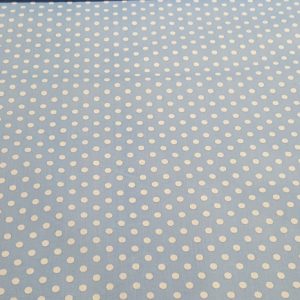 Világoskék-fehér pöttyös pamutvászon