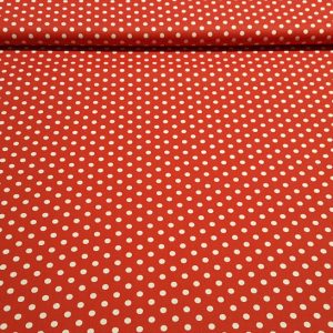 Piros-fehér 6mm pöttyös pamutvászon