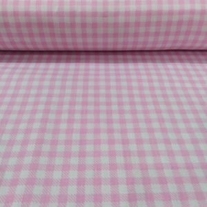 Világos rózsaszín kockás pamutvászon