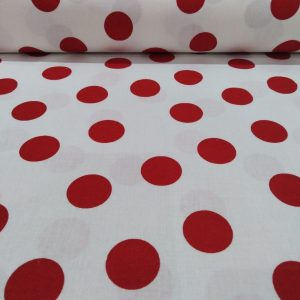 Pamutvászon - Fehér alapon piros pöttyös