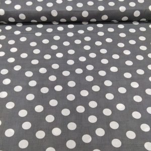 Pamutvászon - Szürke alapon fehér pöttyös - 140 cm