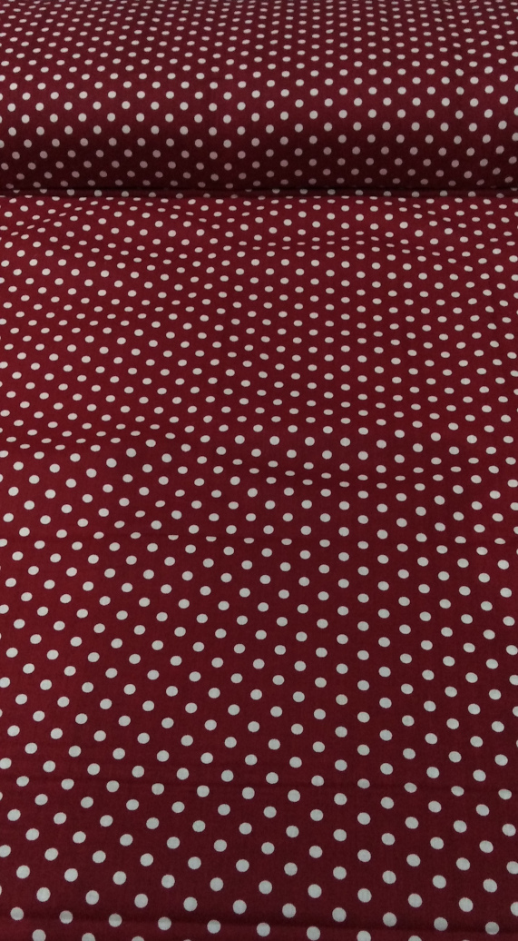 Bordó-fehér pöttyös pamutvászon