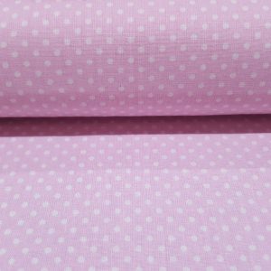 Rózsaszín-fehér pöttyös pamutvászon