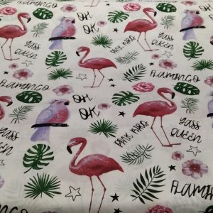 Flamingó mintás pamutvászon