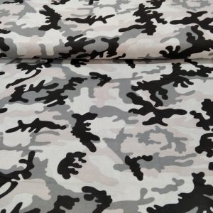 Szürke - fekete terepmintás pamutvászon