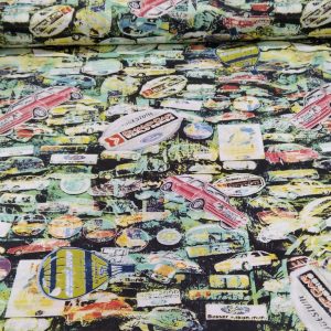 Autó mintás pamutvászon