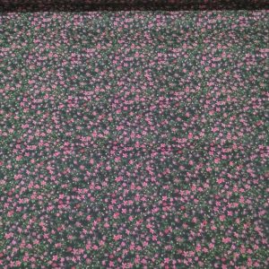 Fekete alapon apróvirágos pamutvászon