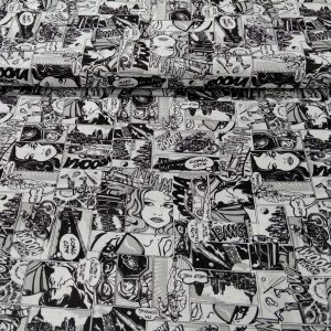 Képregény mintás pamutvászon