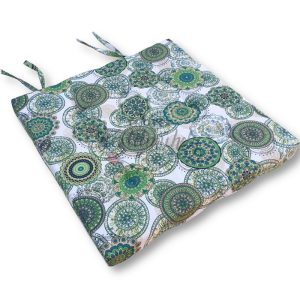 Zöld mandalás megkötős ülőpárna Pamut huzattal