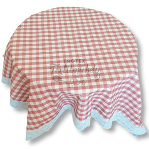 Piros kockás csipkés terítő Szögletes - 132×178 cm