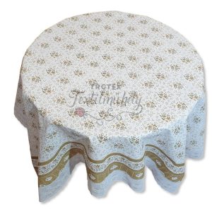 Barna apró virágos csipkés szélű terítő Kerek - 152 cm-es