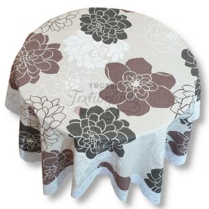 Barna nagy virágos csipkés szélű terítő Ovális - 132×178 cm