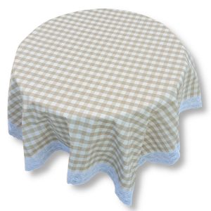 Bézs fehér kockás csipkés terítő Szögletes - 122×152 cm