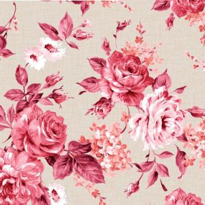 Piros rózsás lakástextil Loneta - 280cm széles
