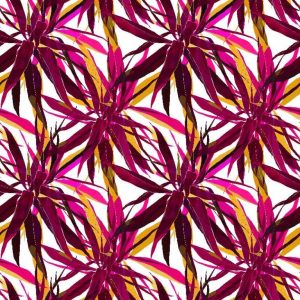 Piros levélmintás lakástextil Loneta - 280cm széles