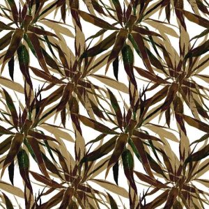 Barna levélmintás lakástextil Loneta - 280cm széles