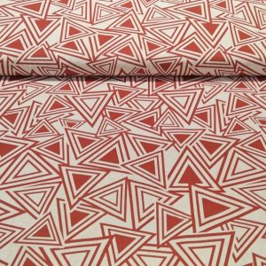 Piros háromszög mintás pamutvászon