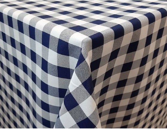 Kék-fehér kockás Panama/Minimat szövet terítő