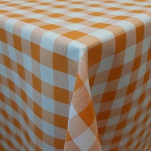 Narancs-fehér kockás Panama/Minimat szövet terítő