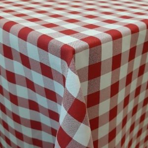 Piros-fehér kockás Panama/Minimat szövet terítő