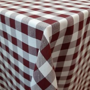 Bordó-fehér kockás Panama/Minimat szövet terítő