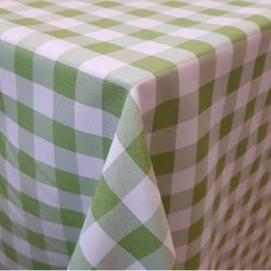 Világoszöld-fehér kockás Panama/Minimat szövet terítő
