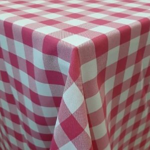 Pink-fehér kockás Panama/Minimat szövet terítő