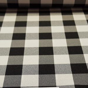 Fekete-fehér kockás Panama/Minimat szövet terítő