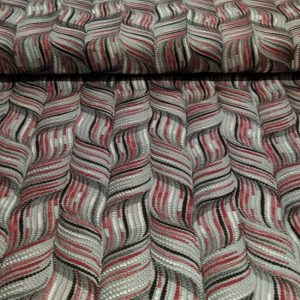 Piros-szürke hullám mintás pamutvászon