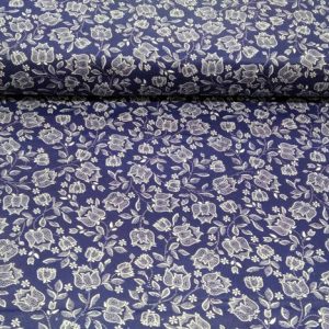 Kékfestős - virág mintás pamutvászon