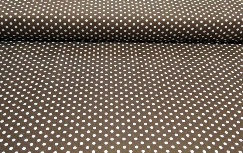 Barna-fehér pöttyös pamutvászon