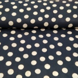 Sötétkék-fehér pöttyös pamutvászon