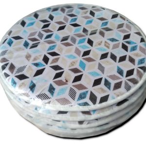 3D kék kockás ülőpárna 33x1,5 cm  - 6 db/csomag