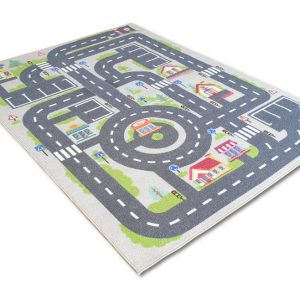 Bézs autópályás gyerekszőnyeg - több méretben
