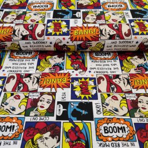 Színes képregény mintás pamutvászon