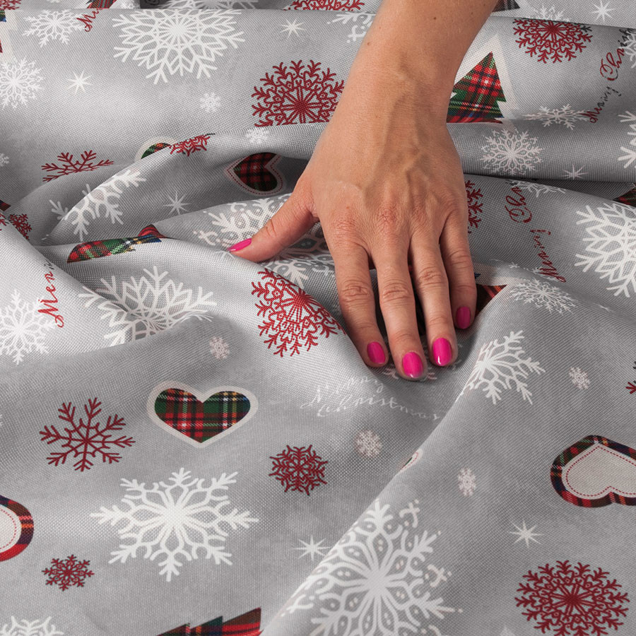 Ribbon karácsonyi teflonos asztalterítő - szürke