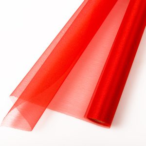 Piros dekor organza 47 cm széles, 10 méter