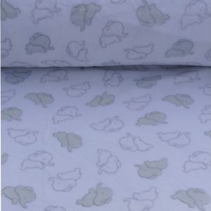 Fehér alapon zöld elefánt Mintás baby soft