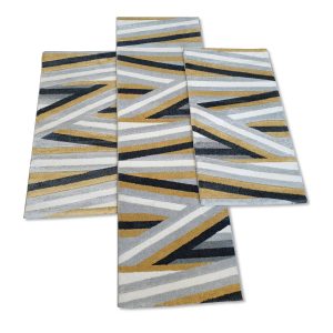 Szürke-sárga csíkos 3 részes szőnyeg szett