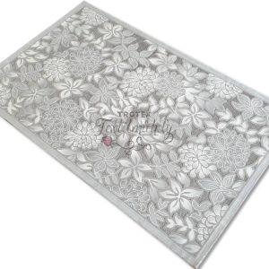 3D virág mintás szürke szőnyeg