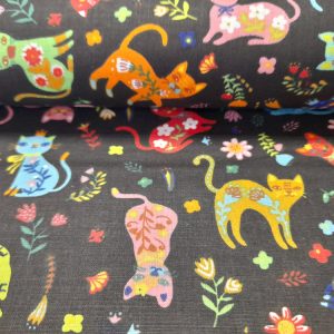 Fekete cicás pamutvászon