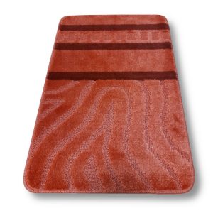 Terrakotta csíkos 1 részes fürdőszoba szőnyeg szett