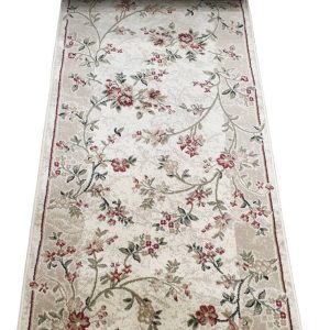 Bézs virágos futószőnyeg - 80 cm széles