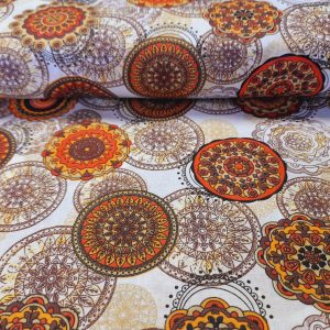 Narancssárga mandalamintás pamutvászon