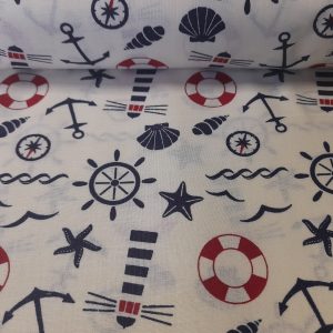 Tengerész mintás pamutvászon
