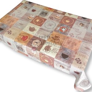 Viaszos vászon terítő méterben Vastag, kávés, barna kockás