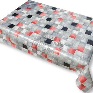 Viaszos vászon terítő méterben Vastag, szürke piros kockás