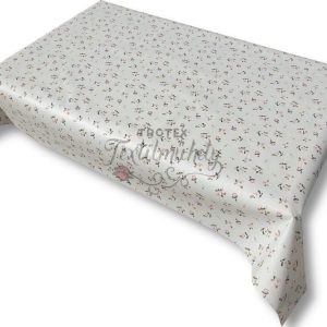 Viaszos vászon terítő méterben Vastag, fehér alapon, apró virágmintás